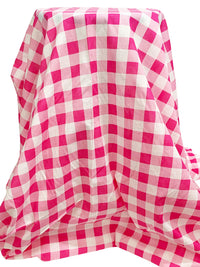 Cerise Pink/White 100% Cotton Gingham Check Voile 55W