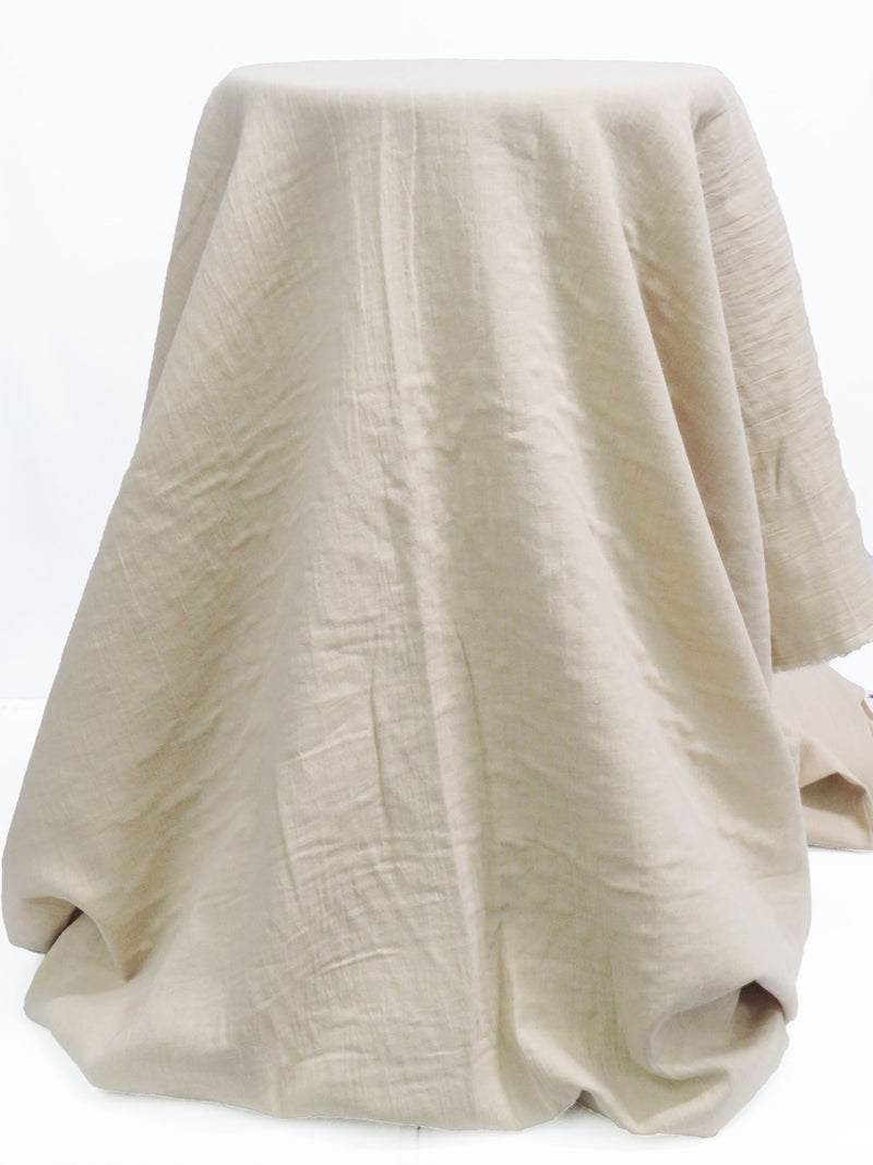 Stony Beige 100% Cotton Crinkle Double Gauze - Imported From Japan - 44W