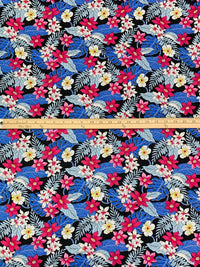 Black/Fuchsia Rose/True Blue/Multi 100% Cotton Tropical Floral Print Poplin 58W