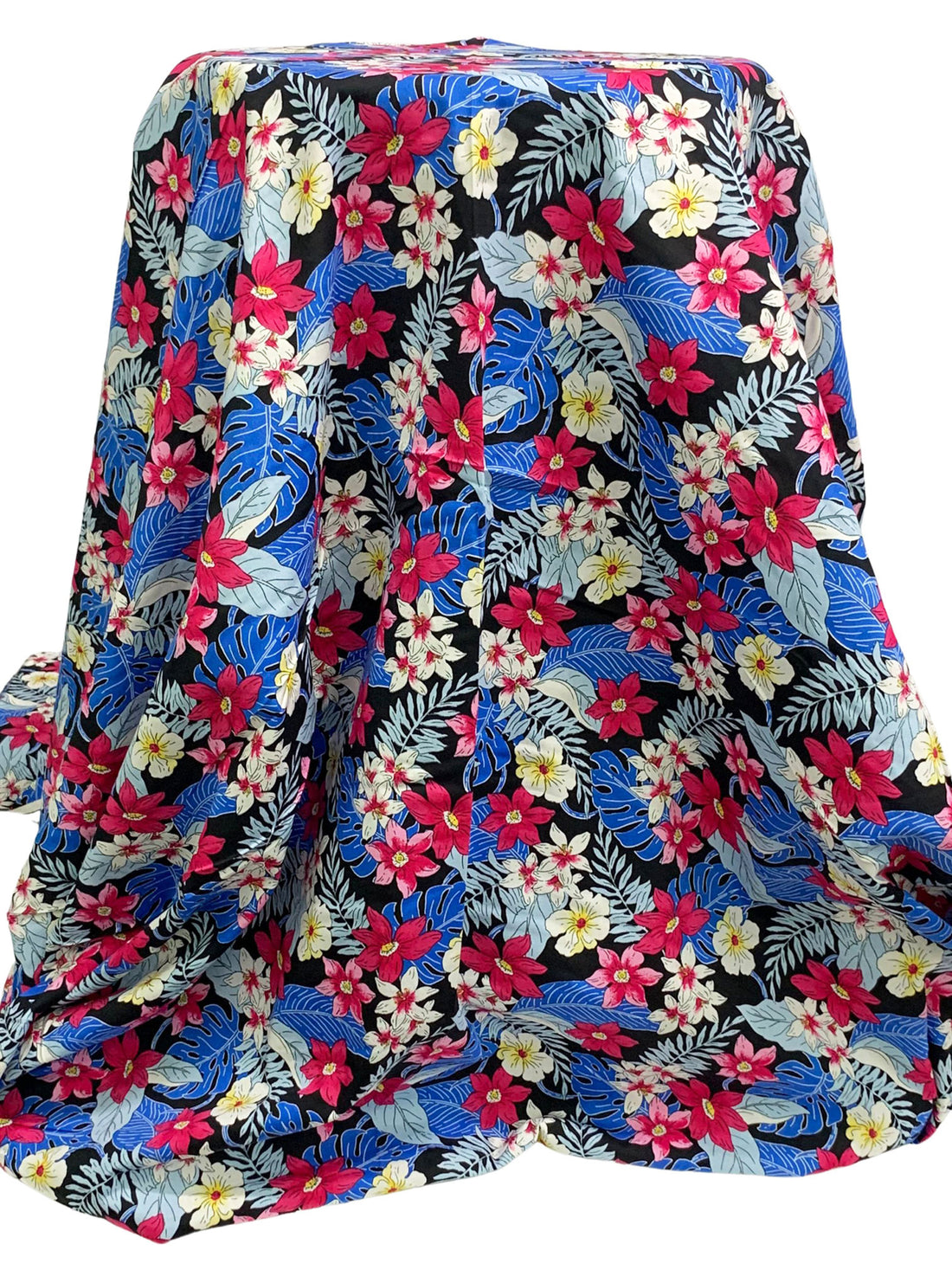 Black/Fuchsia Rose/True Blue/Multi 100% Cotton Tropical Floral Print Poplin 58W