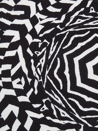 Black/White 100% Rayon Fractal Medallion Print Challis 54W