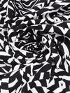 Black/White 100% Rayon Fractal Medallion Print Challis 54W