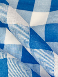 French Blue/White 100% Cotton Gingham Check Voile 55W