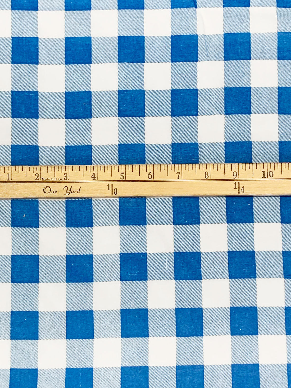 French Blue/White 100% Cotton Gingham Check Voile 55W