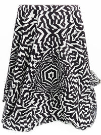 Black/White 100% Rayon Fractal Medallion Print Challis 54W