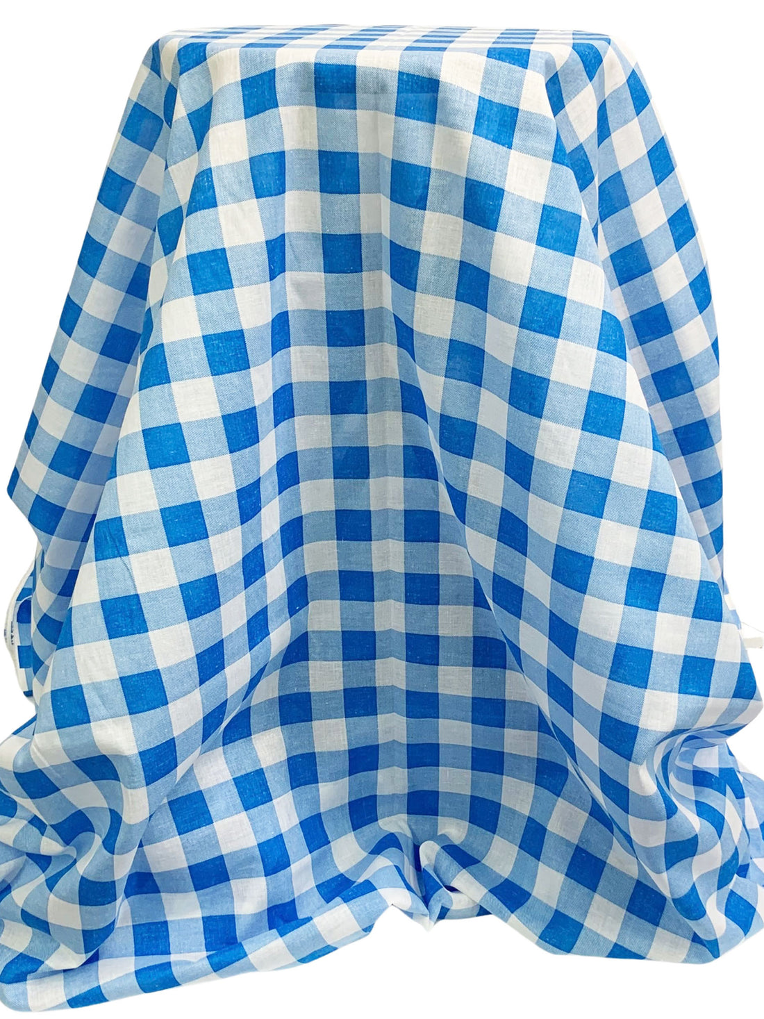 French Blue/White 100% Cotton Gingham Check Voile 55W