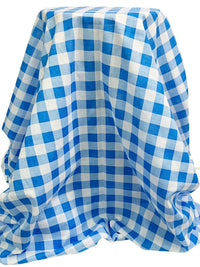 French Blue/White 100% Cotton Gingham Check Voile 55W