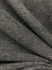 Muted Cool Black/Off-White 100% Linen Chambray Shirting 57W