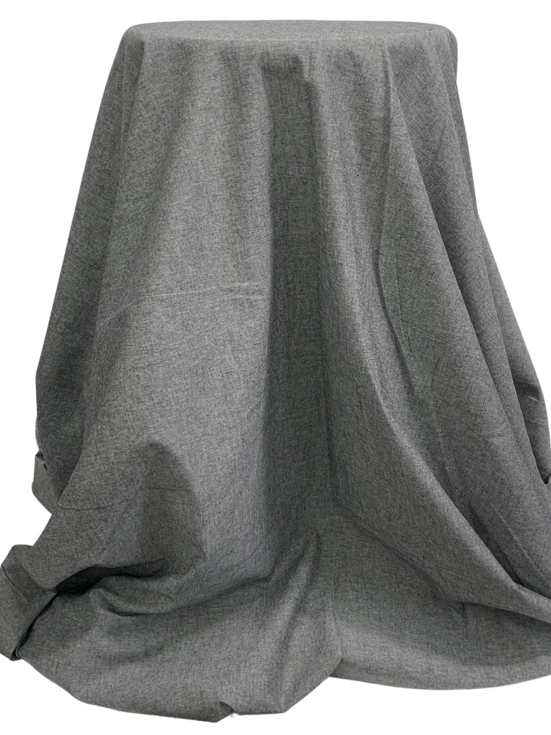 Muted Cool Black/Off-White 100% Linen Chambray Shirting 57W