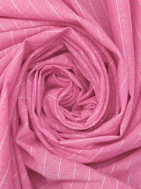 French Rose/White 100% Cotton Vertical Stripe Weave Chambray Shirt Weight Woven 59W