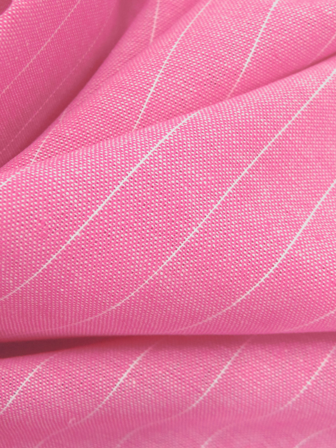 French Rose/White 100% Cotton Vertical Stripe Weave Chambray Shirt Weight Woven 59W