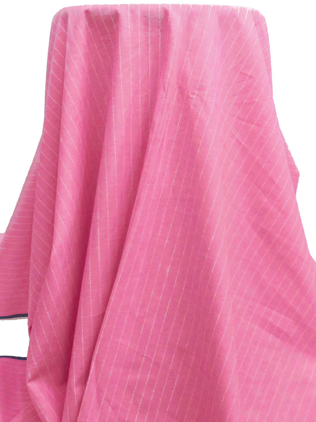 French Rose/White 100% Cotton Vertical Stripe Weave Chambray Shirt Weight Woven 59W