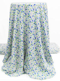 Apple Green/Lapis/Bubblegum/Multi 100% Rayon Ditsy Floral Paint Splatter Print Crinkle Challis 56W