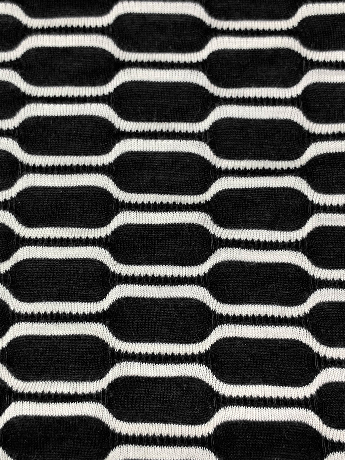 Black/White Rayon/Polyester Honeycomb Weave Knit 58W