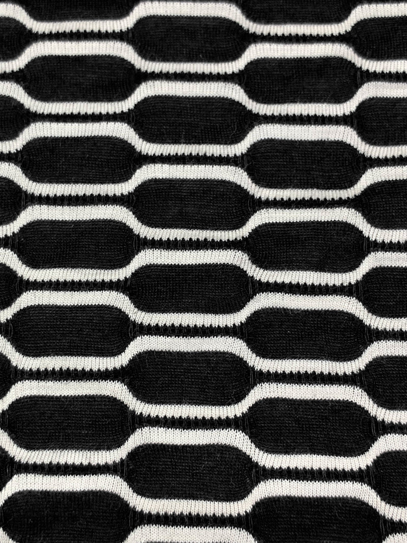 Black/White Rayon/Polyester Honeycomb Weave Knit 58W