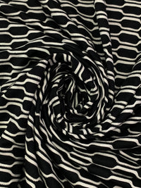 Black/White Rayon/Polyester Honeycomb Weave Knit 58W