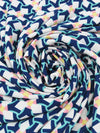 Sapphire/White/Lemon/Multi 100% Polyester Abstract Print Bubble Crepe 60W