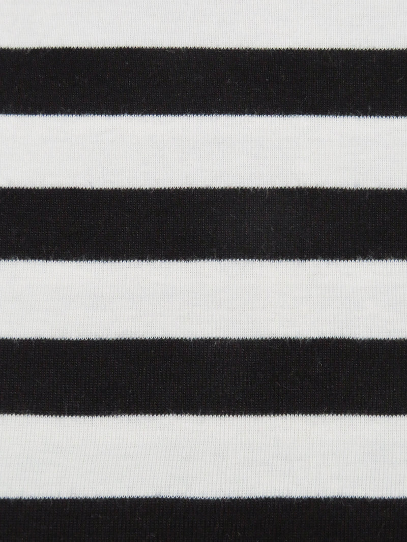 Black/Chalk White 100% Polyester Horizontal Stripe Interlock Knit 52W
