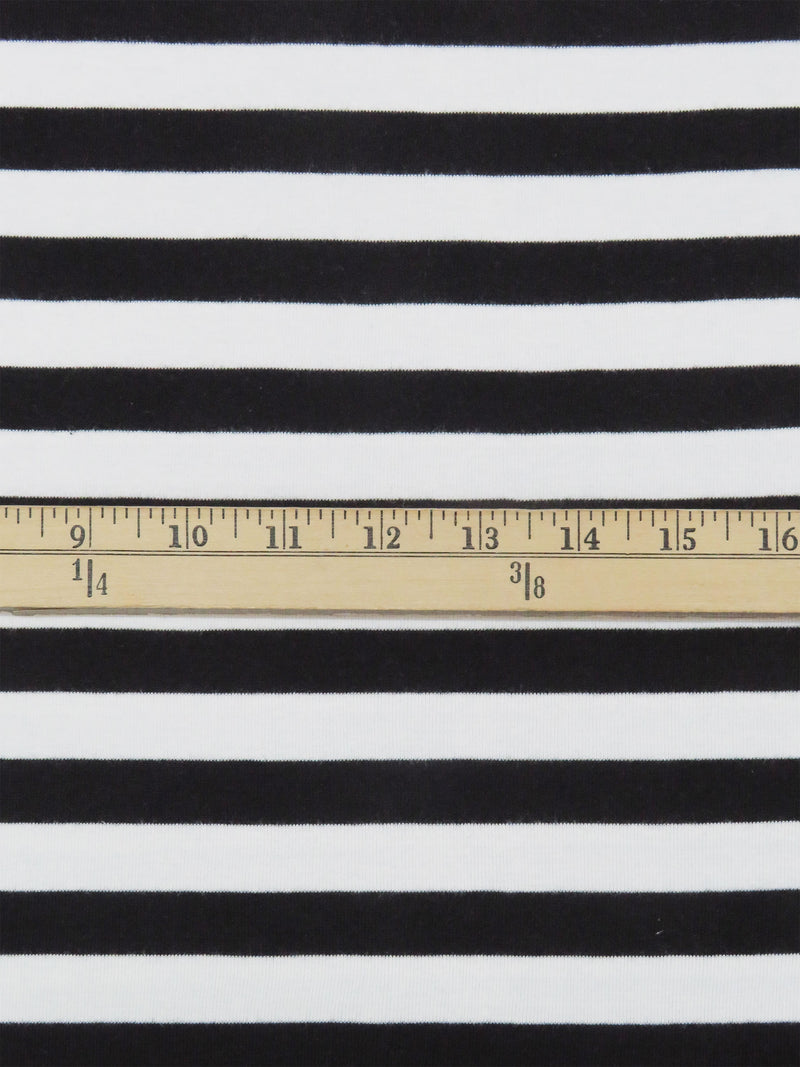 Black/Chalk White 100% Polyester Horizontal Stripe Interlock Knit 52W