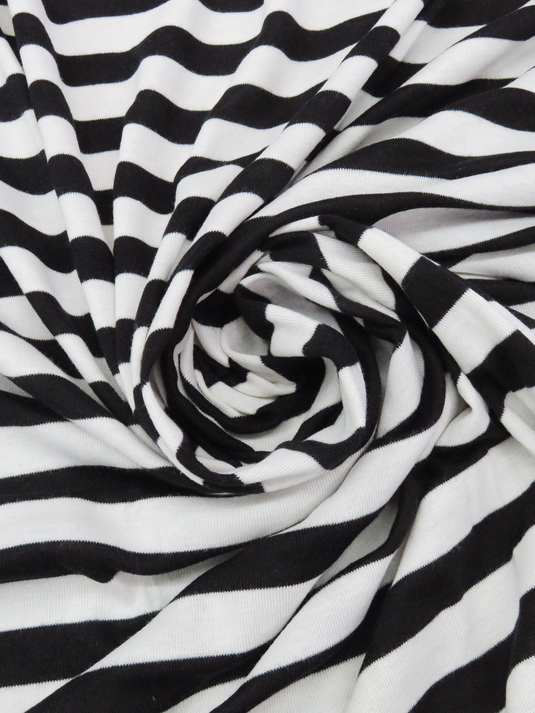 Black/Chalk White 100% Polyester Horizontal Stripe Interlock Knit 52W