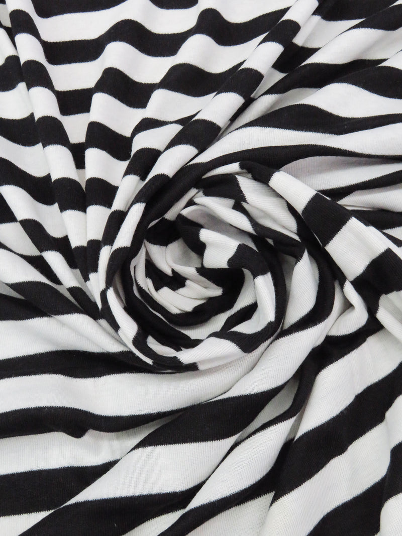 Black/Chalk White 100% Polyester Horizontal Stripe Interlock Knit 52W