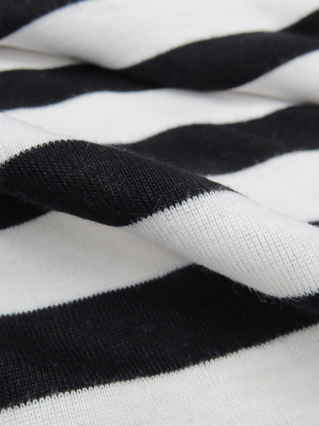 Black/Chalk White 100% Polyester Horizontal Stripe Interlock Knit 52W