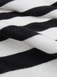 Black/Chalk White 100% Polyester Horizontal Stripe Interlock Knit 52W