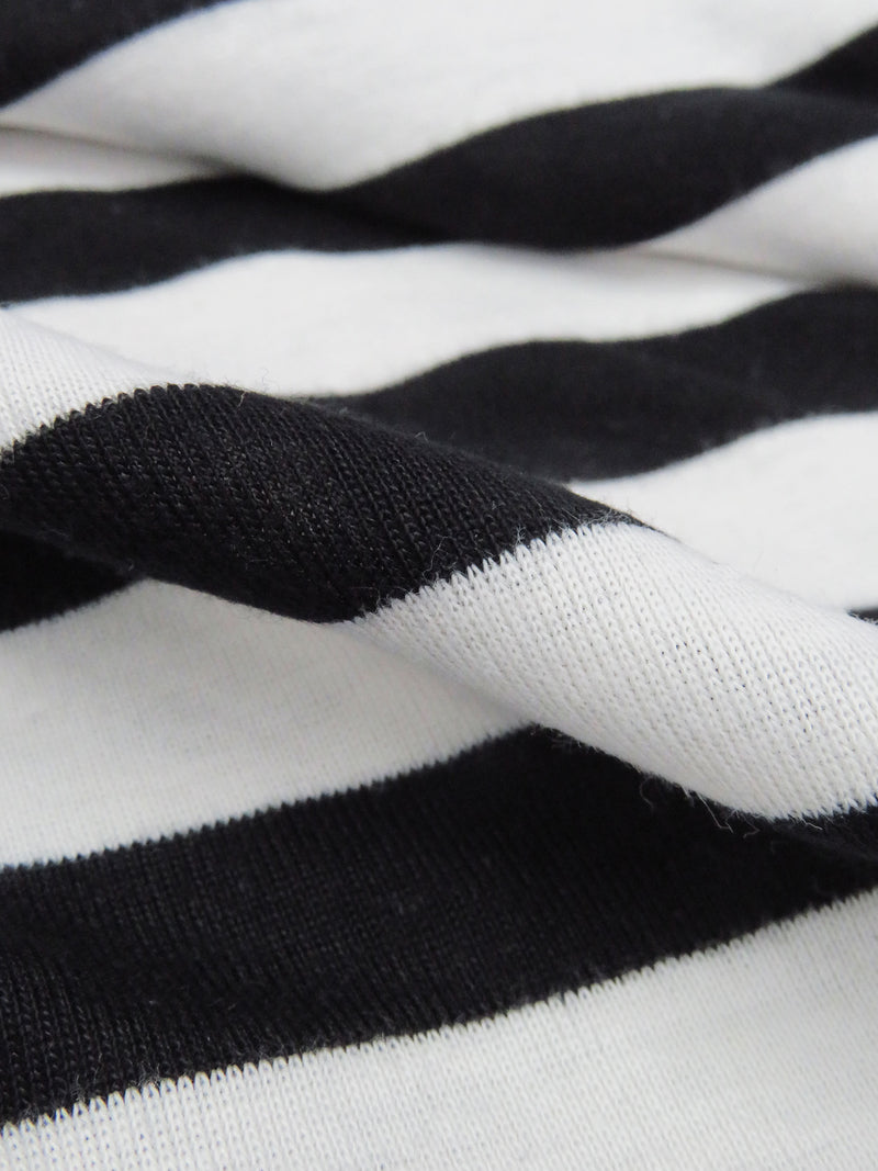 Black/Chalk White 100% Polyester Horizontal Stripe Interlock Knit 52W