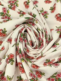 White Chocolate/Paradise Pink/Dark Moss Green/Multi Polyester/Lycra Floral Print Stretch Twill 60W