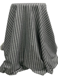 Black/White Linen/Cotton Vertical Stripe Yarn-Dyed Chambray Shirt-Weight Woven 60W