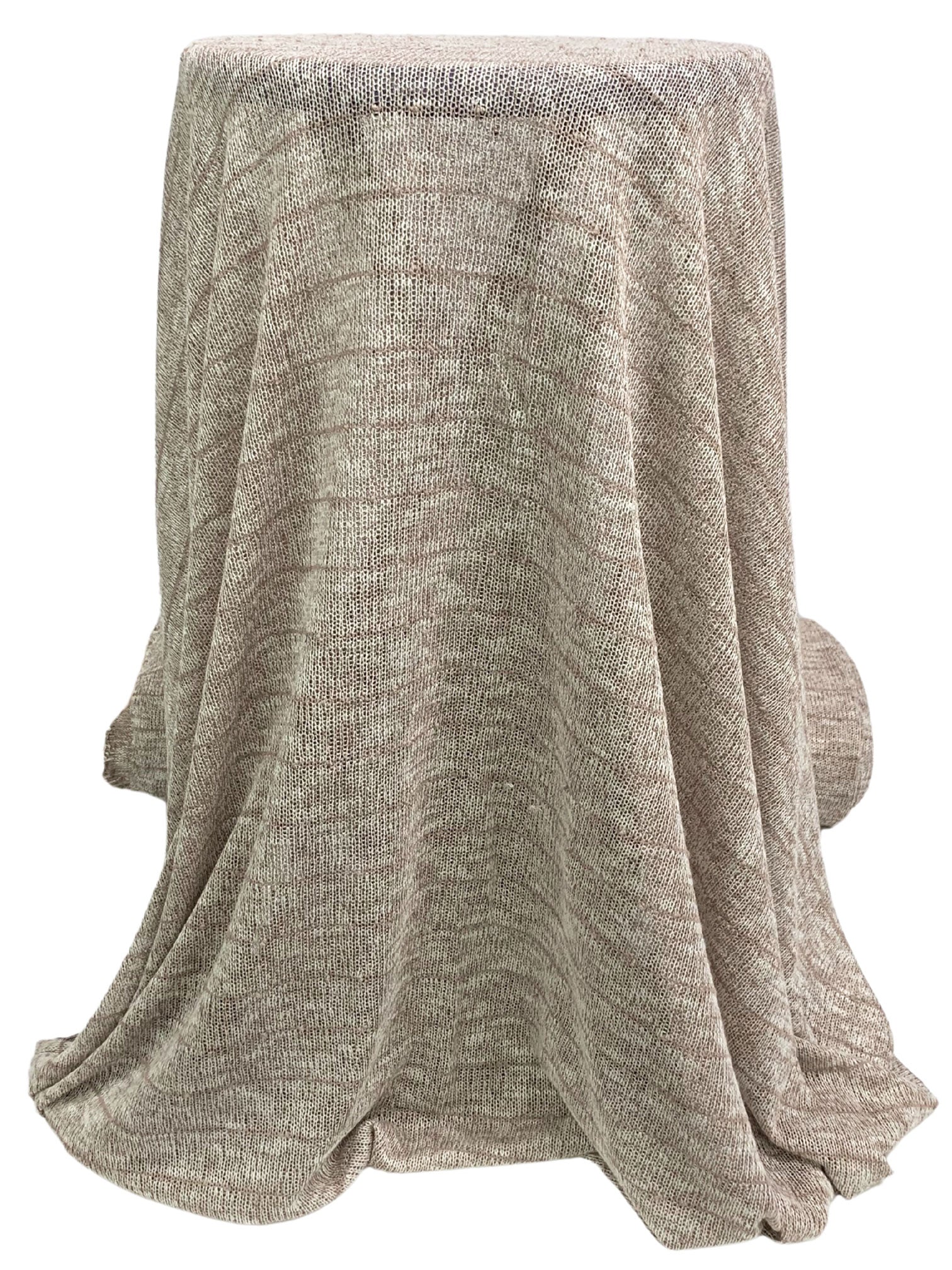 Taupe/White Rayon/Polyester Horizontal Knit Stripe Sheer