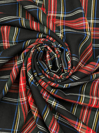 Red/Black/White/Blue Polyester/Rayon Yarn-Dyed Plaid Weave Suiting 58W