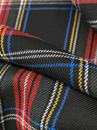 Red/Black/White/Blue Polyester/Rayon Yarn-Dyed Plaid Weave Suiting 58W