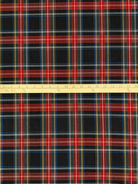 Red/Black/White/Blue Polyester/Rayon Yarn-Dyed Plaid Weave Suiting 58W