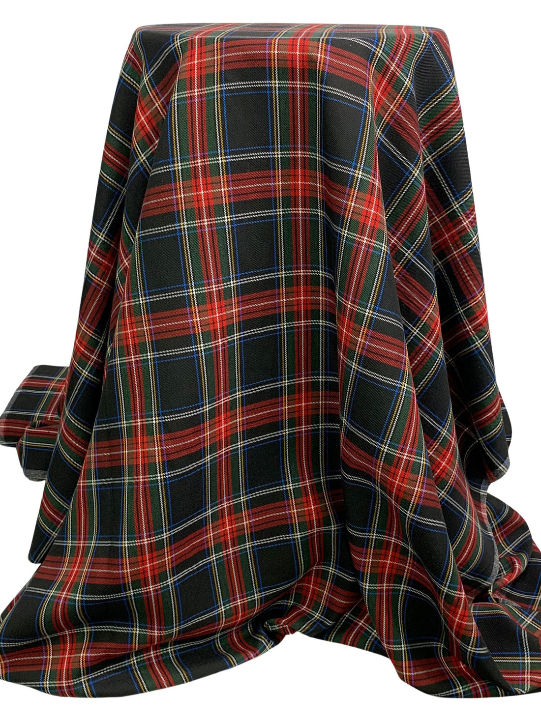 Red/Black/White/Blue Polyester/Rayon Yarn-Dyed Plaid Weave Suiting 58W