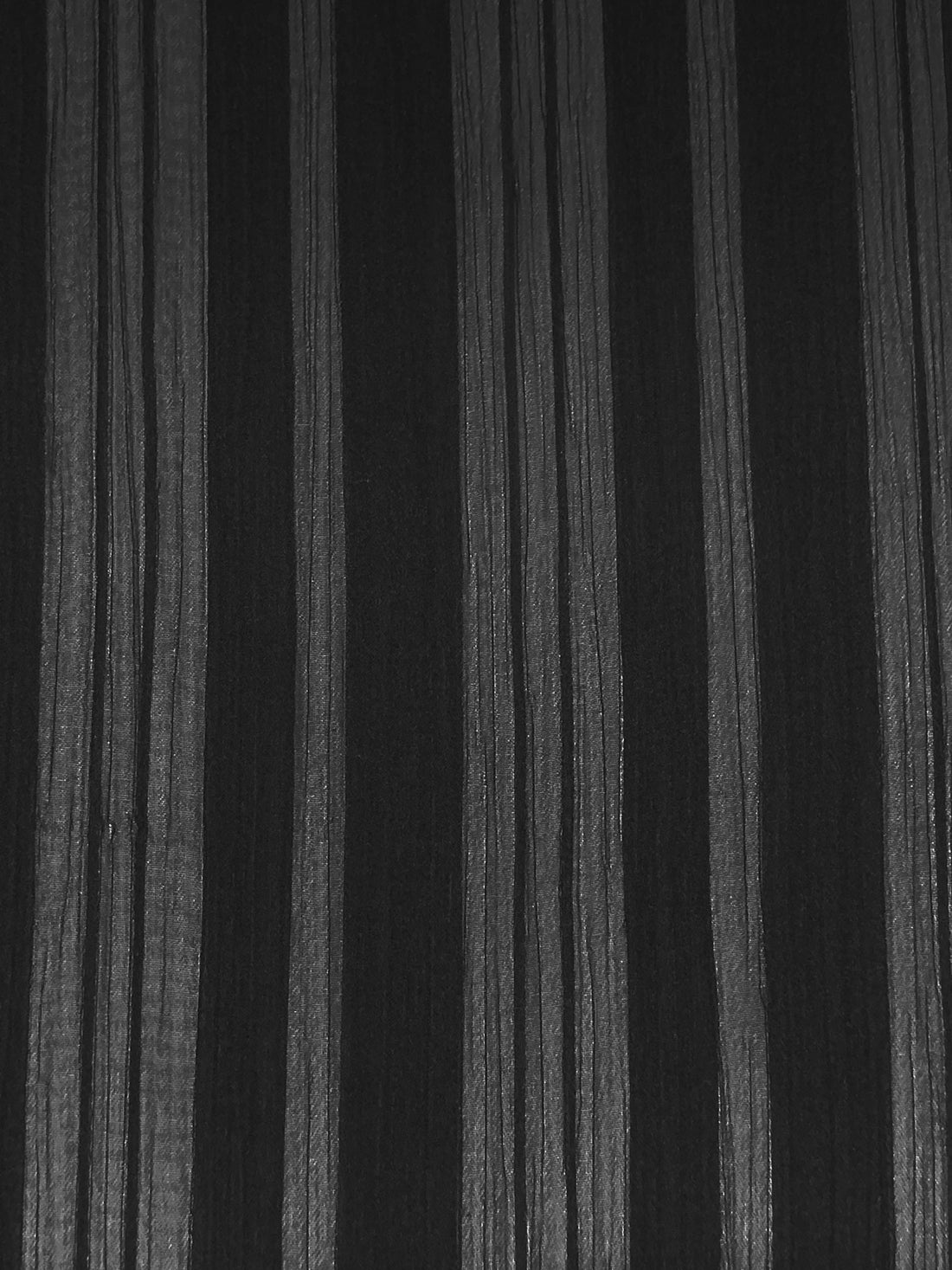 Black 100% Polyester Vertical Stripe Crinkle Chiffon 52W