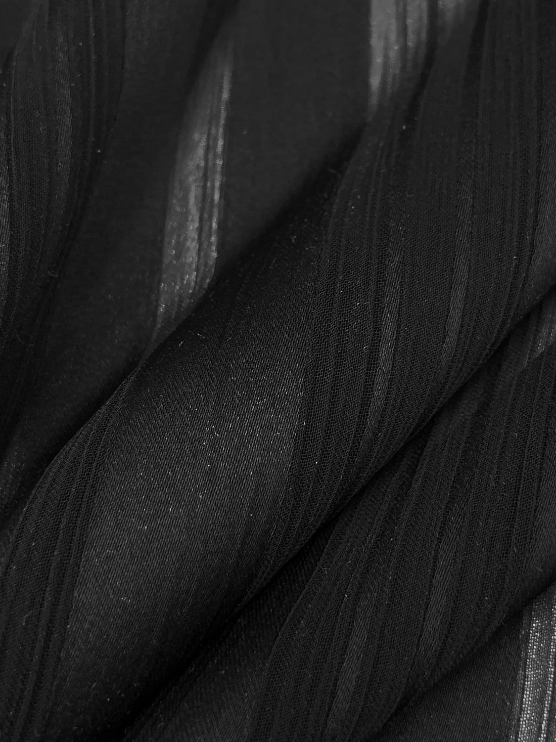 Black 100% Polyester Vertical Stripe Crinkle Chiffon 52W
