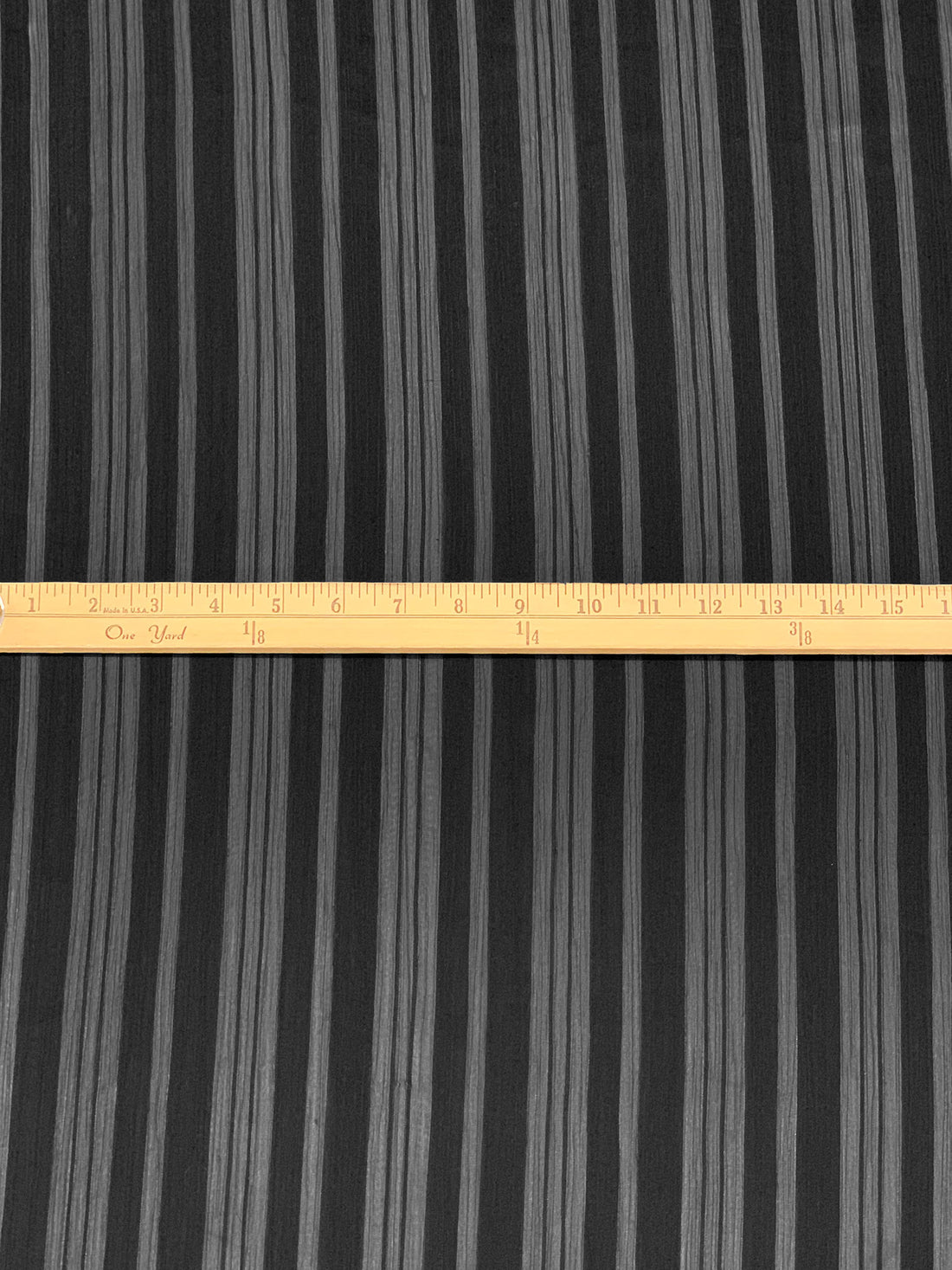 Black 100% Polyester Vertical Stripe Crinkle Chiffon 52W