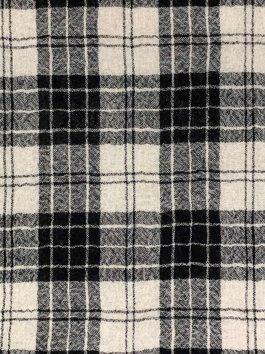 Bone/Black 100% Wool Flannel Gauze - NY Designer - 52W