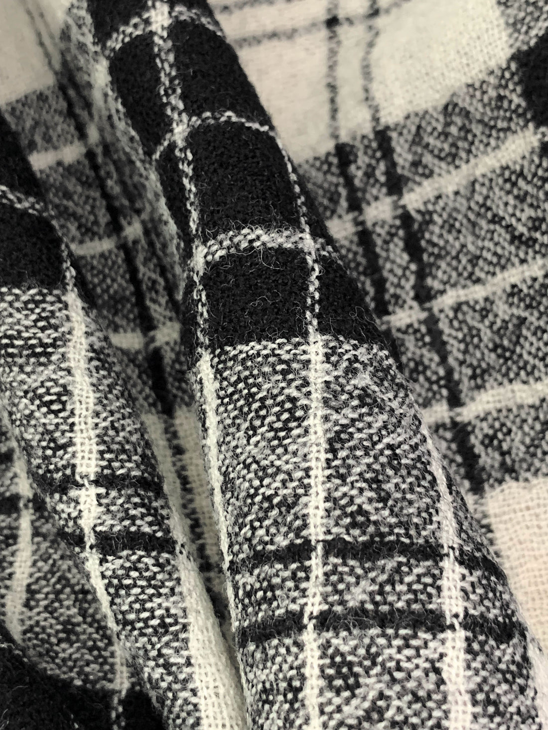 Bone/Black 100% Wool Flannel Gauze - NY Designer - 52W