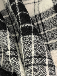 Bone/Black 100% Wool Flannel Gauze - NY Designer - 52W