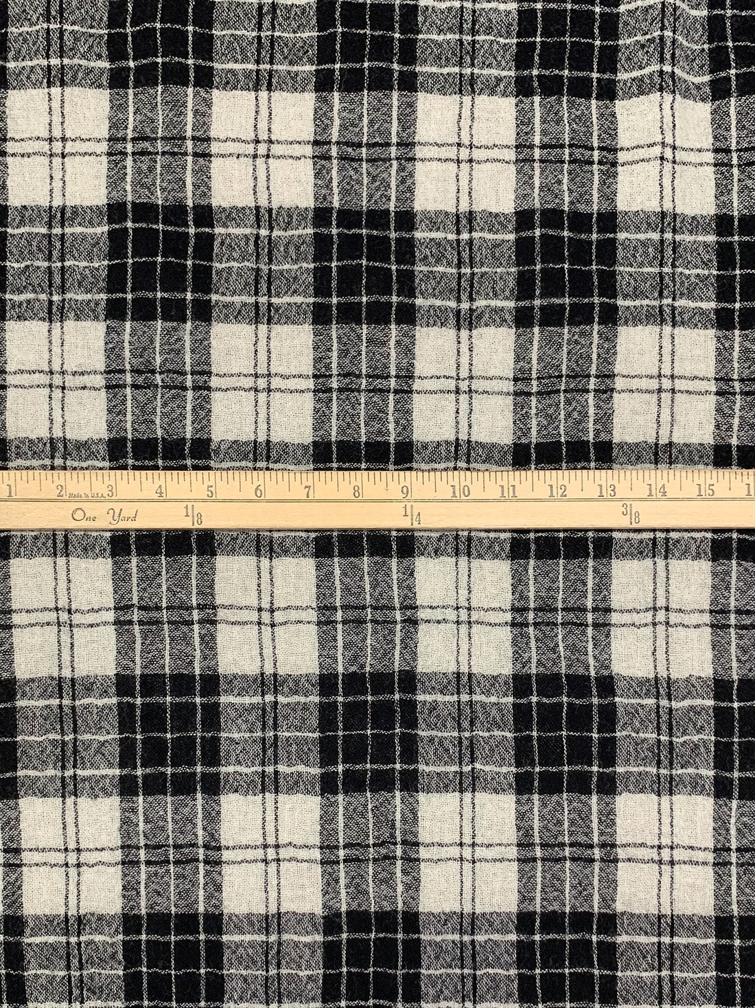 Bone/Black 100% Wool Flannel Gauze - NY Designer - 52W