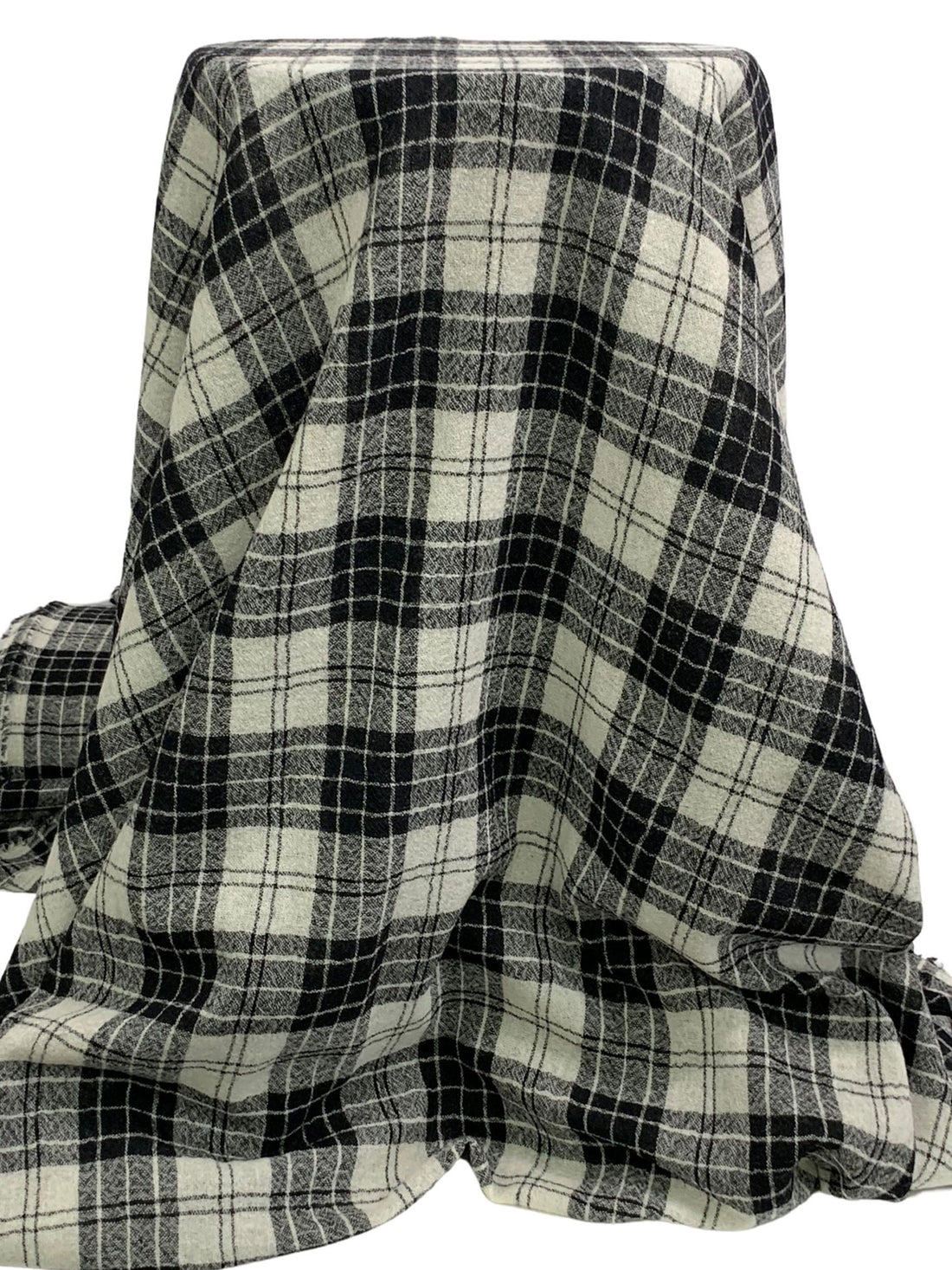 Bone/Black 100% Wool Flannel Gauze - NY Designer - 52W