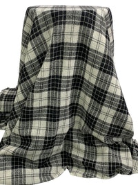 Bone/Black 100% Wool Flannel Gauze - NY Designer - 52W
