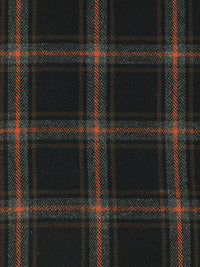 Black/Burnt Orange/Charcoal/Umber Polyester/Wool Plaid Flannel Suiting 59W