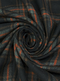 Black/Burnt Orange/Charcoal/Umber Polyester/Wool Plaid Flannel Suiting 59W