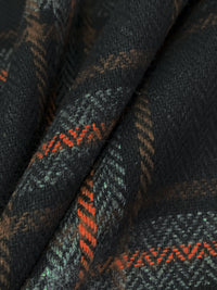 Black/Burnt Orange/Charcoal/Umber Polyester/Wool Plaid Flannel Suiting 59W