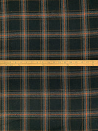 Black/Burnt Orange/Charcoal/Umber Polyester/Wool Plaid Flannel Suiting 59W