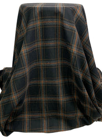 Black/Burnt Orange/Charcoal/Umber Polyester/Wool Plaid Flannel Suiting 59W