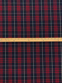Dark Navy/Vivid Auburn/White 100% Polyester Yarn-Dyed Plaid Suiting 54W